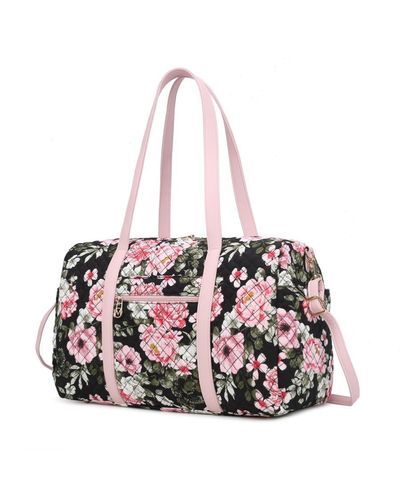 MKF Collection by Mia K Khelani Quilted Cotton Botanical Pattern Duffle Bag - Pink