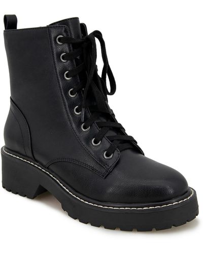 Xoxo Garrett Combed Faux Leather Ankle Boots - Black
