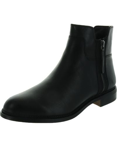 Franco Sarto Halford Leather Block Heel Ankle Boots - Black