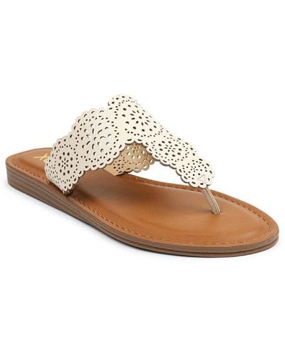 Xoxo Rally Laser Cut Cushioned Thong Sandals - White