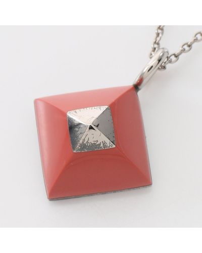 Hermès Medor Cupidon Necklace Silver Coral Pink