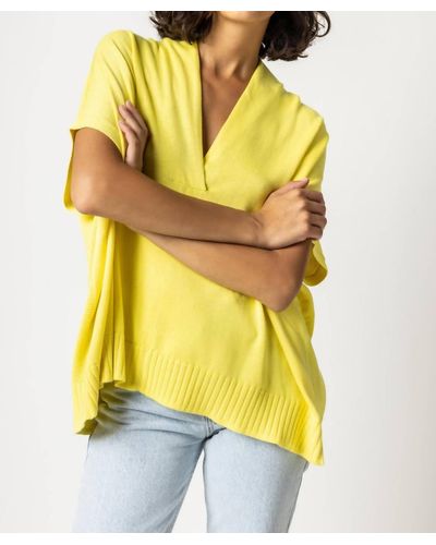 Lilla P Shawl Collar Poncho Sweater - Yellow