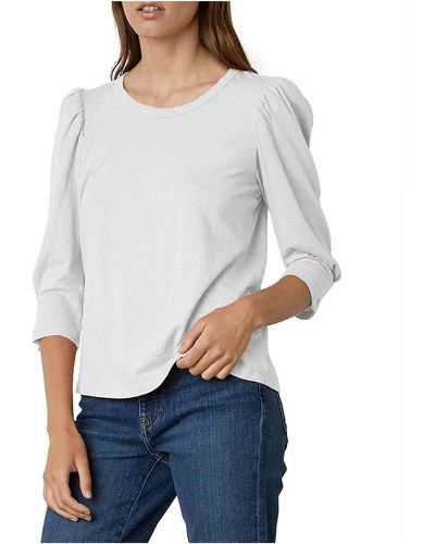 Velvet Angelina Cotton Puff Sleeve T-shirt - White