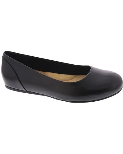 Softwalk Sonoma Leather Padded Insole Ballet Flats - Black