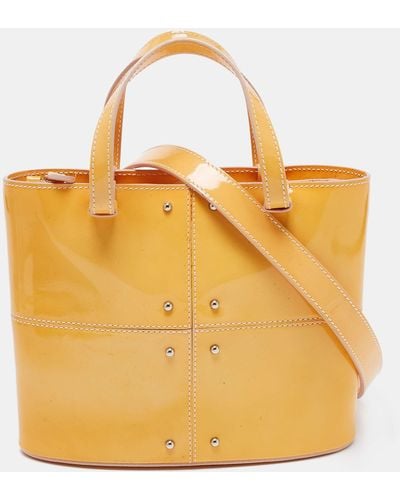 Tod's Studded Patent Leather Mini Tote - Yellow