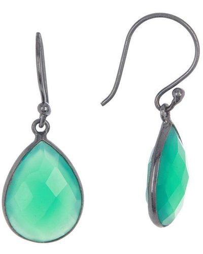 Adornia Pear Drop Onyx Earrings Silver - Green