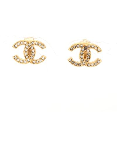 Chanel Coco Mark Earrings Earrings Gp Rhinestone Gold Vintage - Metallic