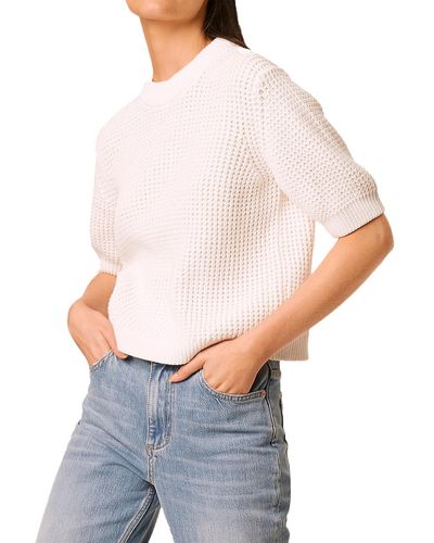 French Connection Luna Cotton Waffle Knit Crop Sweater - White