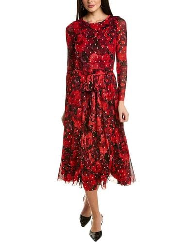 Anne Klein Floral A-line Dress - Red