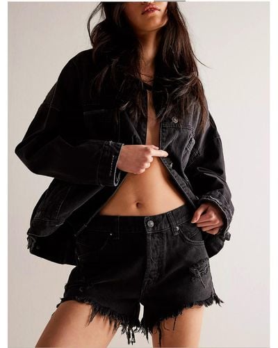 Free People We The Free Now Or Never Denim Shorts - Black