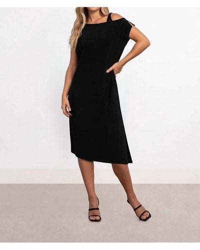 Sympli One Shoulder Boxy Dress - Black