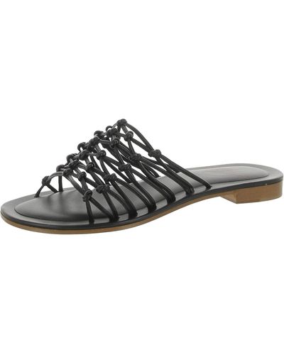 Mansur Gavriel Faux Leather Slip On Slide Sandals - Black