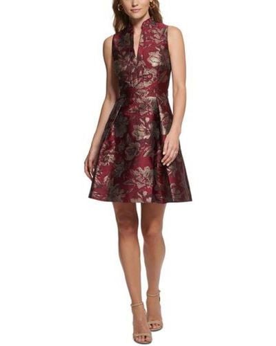 Vince Camuto Metallic Jacquard Cocktail And Party Dress - Red