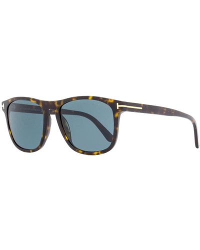 Tom Ford Rectangular Sunglasses Tf930 Gerard-02 Dark Havana 56mm - Blue