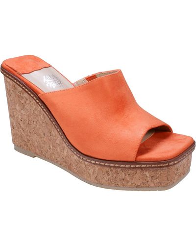 Gc Shoes Estela Faux Suede Slip On Slide Sandals - Orange