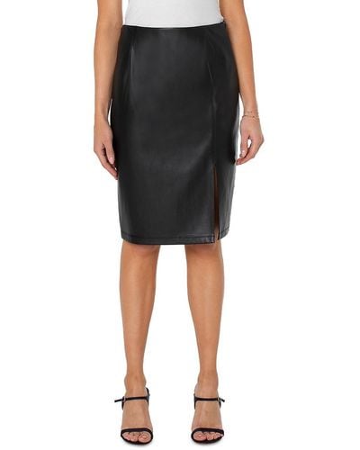 Liverpool Los Angeles Faux Leather Calf Pencil Skirt - Black