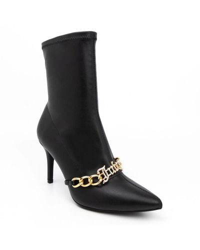 Juicy Couture Tommi Faux Leather Pointed Toe Ankle Boots - Black