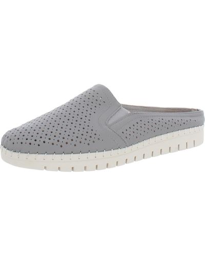 Bella Vita Refresh Leather Perforated Mules - Gray