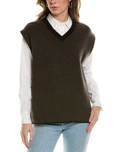 Vince Houndstooth Stitch Wool & Cashmere-blend Vest - Black