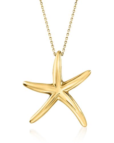 Ross-Simons Italian 18kt Yellow Gold Starfish Drop Necklace - Multicolor