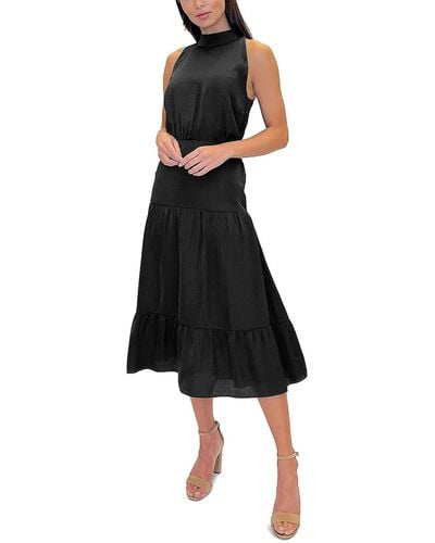 Sam Edelman Satin Sleeveless Midi Dress - Black