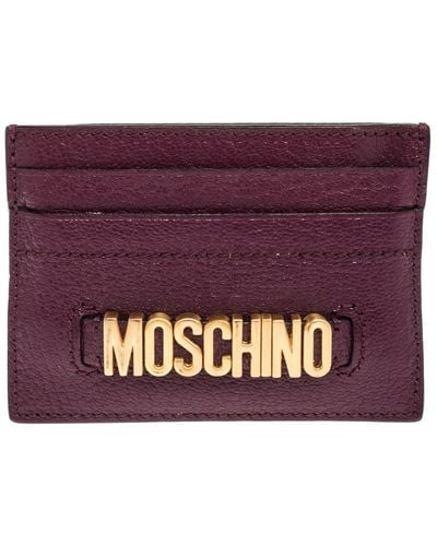 Moschino Leather Logo Card Holder - Purple