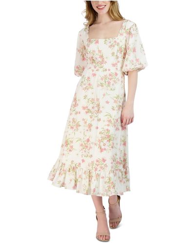 Sandra Darren Floral Long Maxi Dress - White