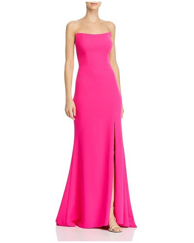 Aqua Twill Strapless Evening Dress - Pink