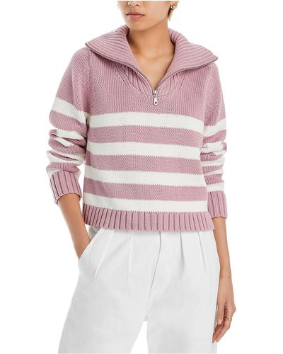 Kule Matey Striped Cable Knit Turtleneck Sweater - White