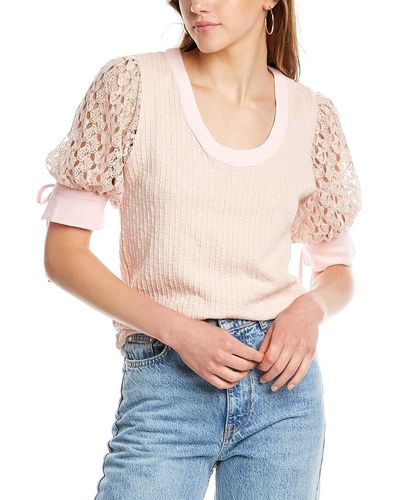 Fate Lace Sleeve Top - Pink