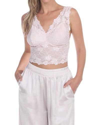 PJ Harlow Colette Lace Hand Beaded Sleeveless Crop Top - White