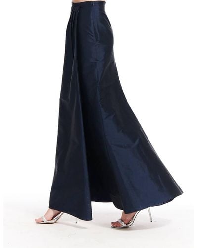 EMILY SHALANT Taffeta Slim Wrap Skirt - Blue