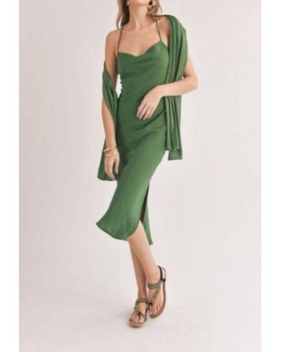 Sadie & Sage Mirage Cowl Neck Dress With Shawl - Green