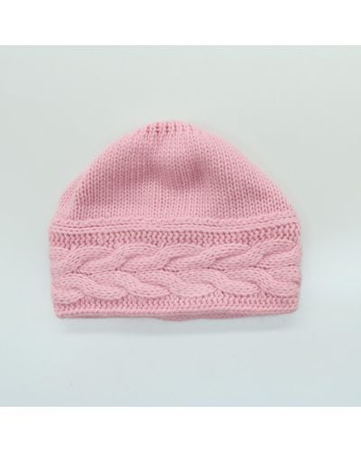 Portolano Beanie Hat With Cables - Pink