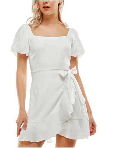 Trixxi Side Tie Mini Wrap Dress - White