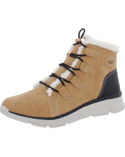Ryka Faux Leather Faux Fur Hiking Boots - Natural