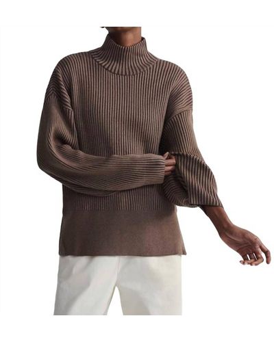 Varley Mayfair Mock Neck Knit Sweater - Brown