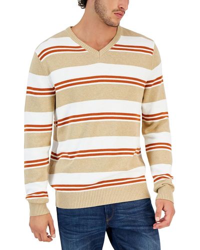 Club Room Cotton V-neck Pullover Sweater - Natural