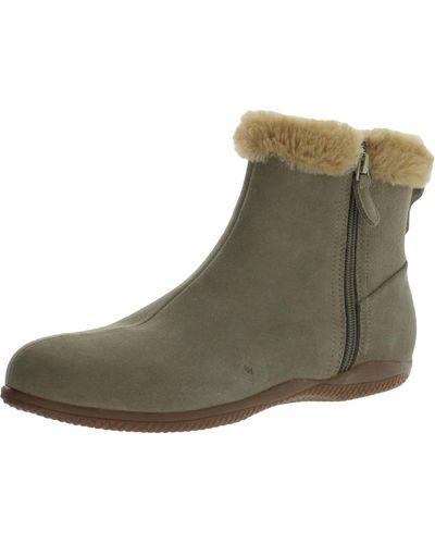 Softwalk Helena Leather Faux Fur Winter Boots - Green