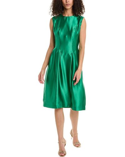 Frances Valentine Florencia Silk A-line Dress - Green