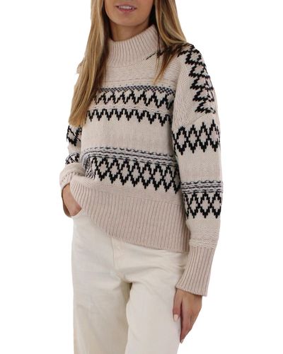 Rag & Bone Willow All Over Fairisle Wool Knit Mock Sweater - Natural