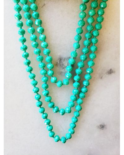 A Blonde and Her Bag Sea Green Crystal Beaded Necklace - Blue