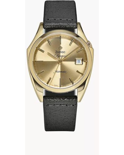Zodiac Dress Olympos Automatic Leather Watch - Metallic