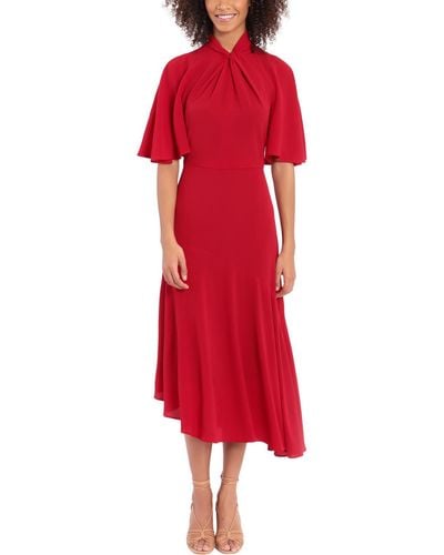 Maggy London Crepe Midi Cocktail And Party Dress - Red