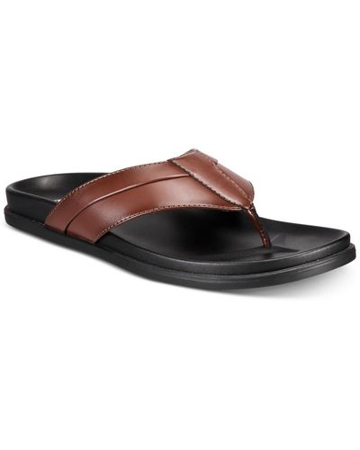 Alfani Faux Leather Casual Flip-flops - Brown