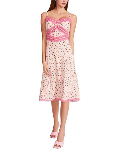 Betsey Johnson Satin Lace Inset Slip Dress - Pink