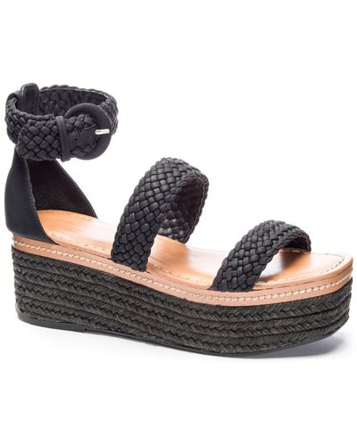 Chinese Laundry Zella Faux Leather Ankle Strap Platform Sandals - Black