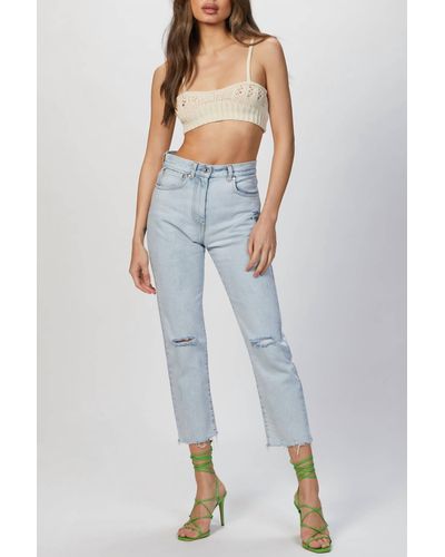 MSGM Ripped-detailing Cropped Jeans - Blue