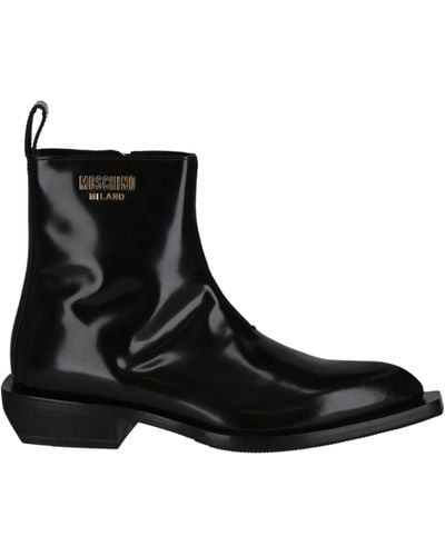 Moschino Gold Lettering Logo Ankle Boots - Black
