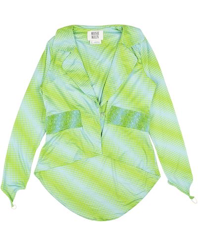 Maisie Wilen Ruched Blazer Jacket - Blue/green